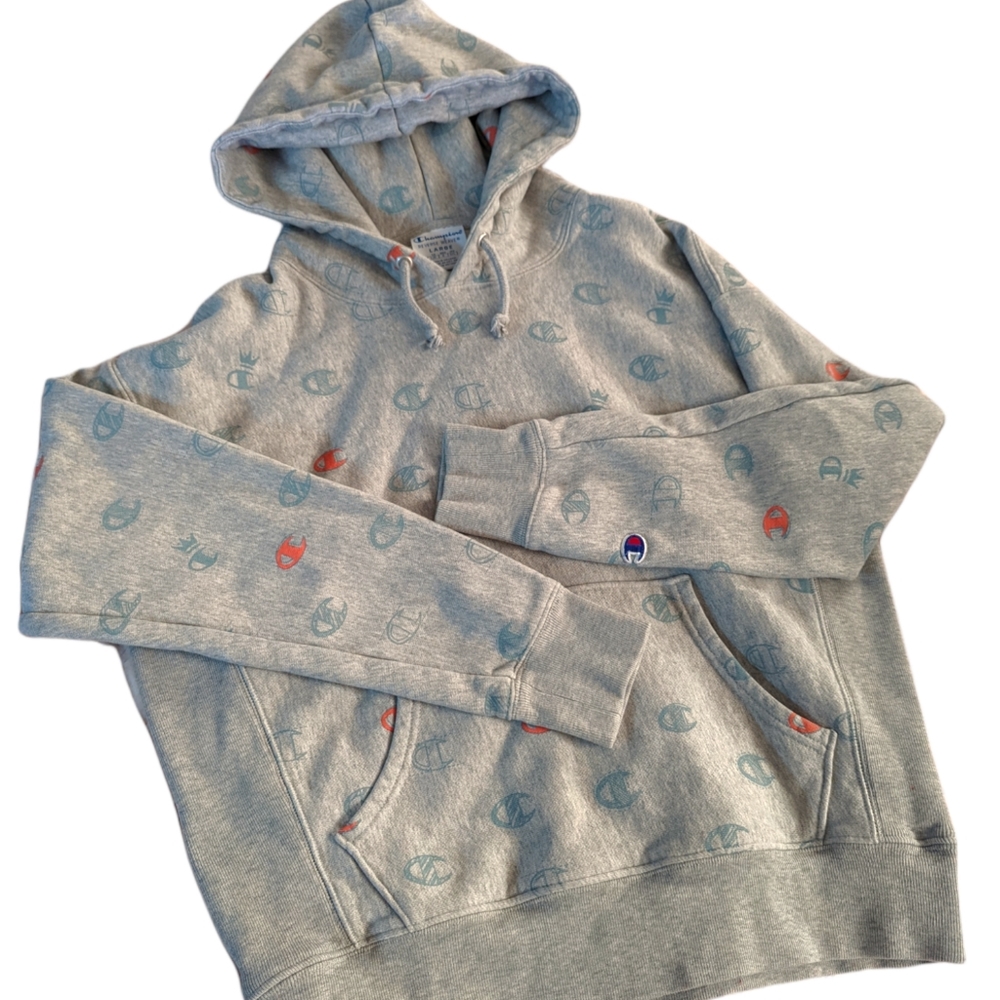 Champion Reverse Weave All Over Print Grey Hoodie - image 4
